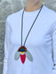 Double-face Necklace Fiori Medium - grey and red