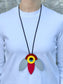 Double-face Necklace Fiori Medium - grey and red