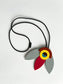 Double-face Necklace Fiori Medium - grey and red