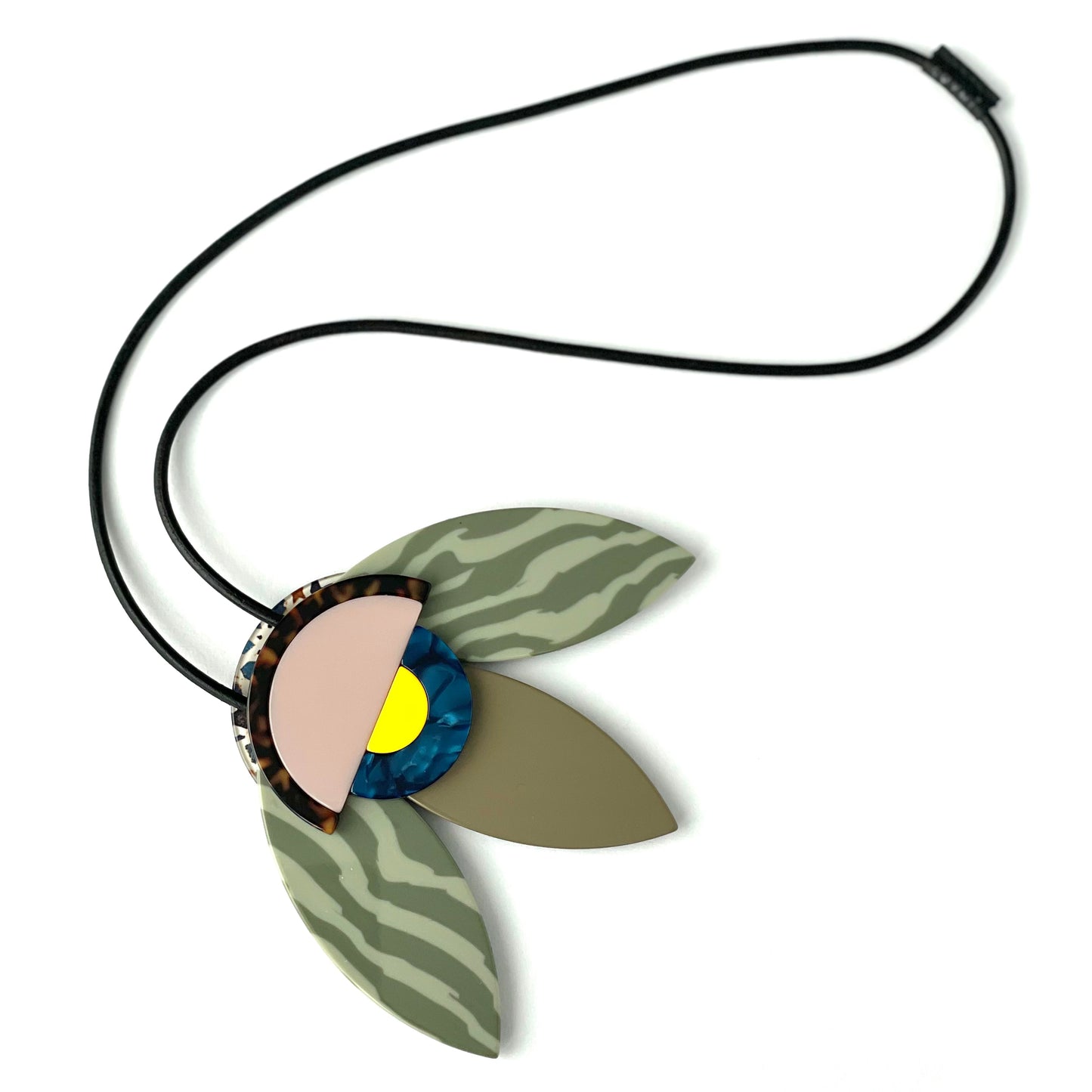 Double-face Necklace Fiori 1 Medium - grey and blush